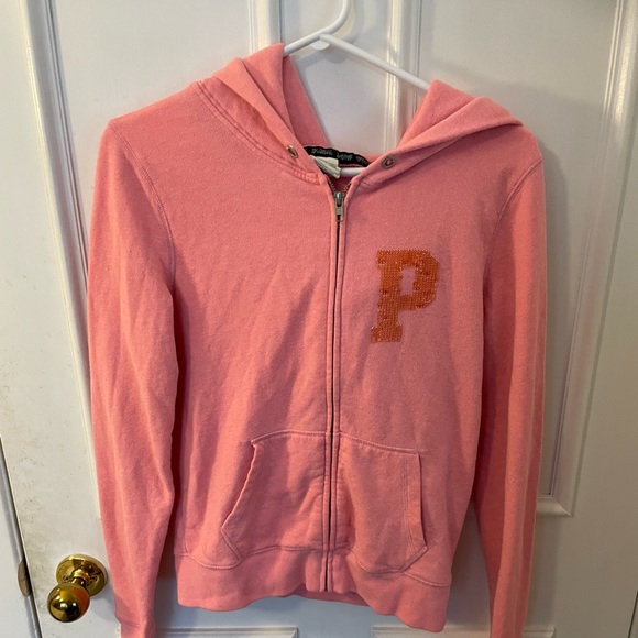 Super cute PINK embellished zip up hoodie - Picture 3 of 5